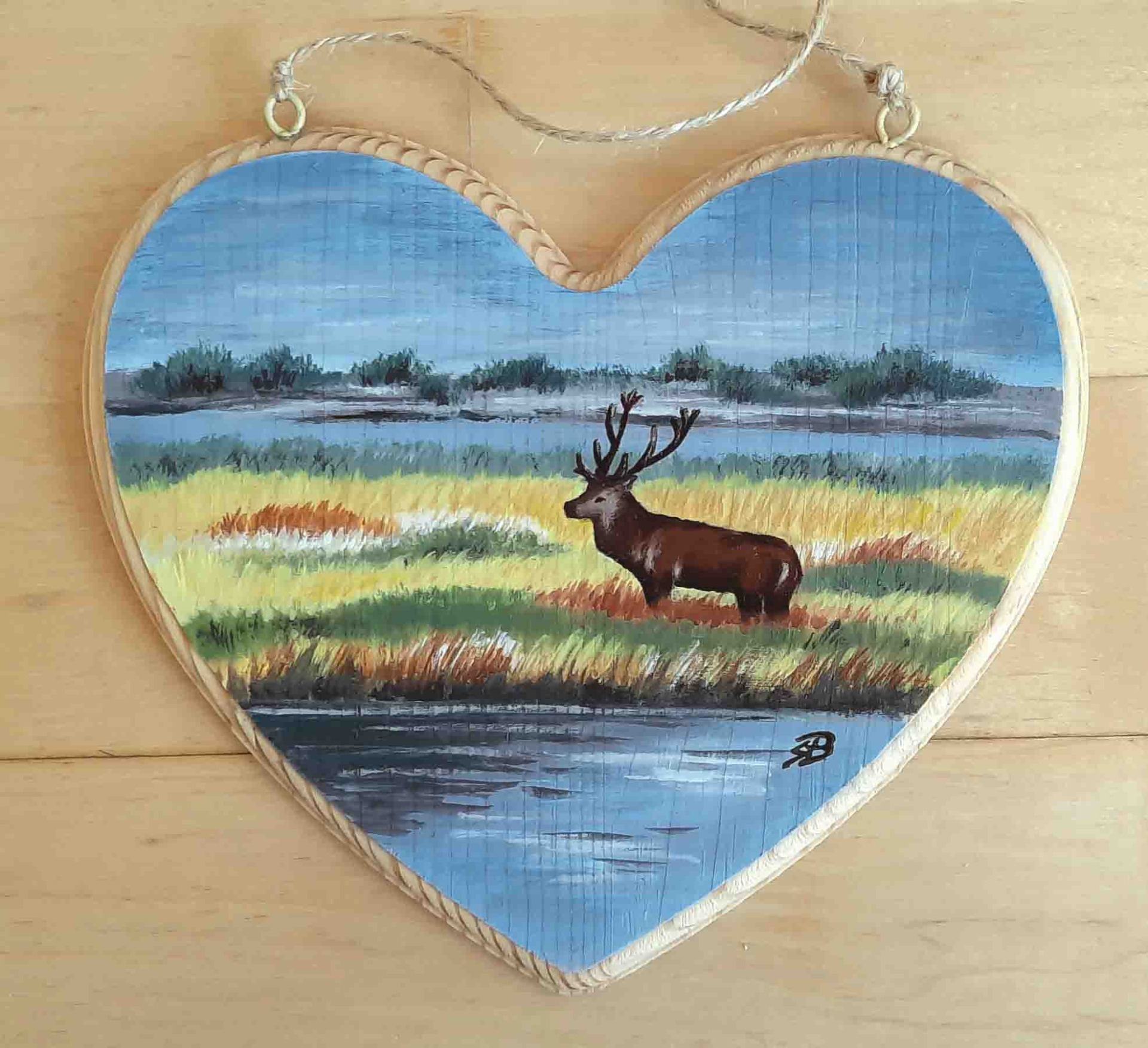 Holzherz "Hirschbrunft auf dem Darß"